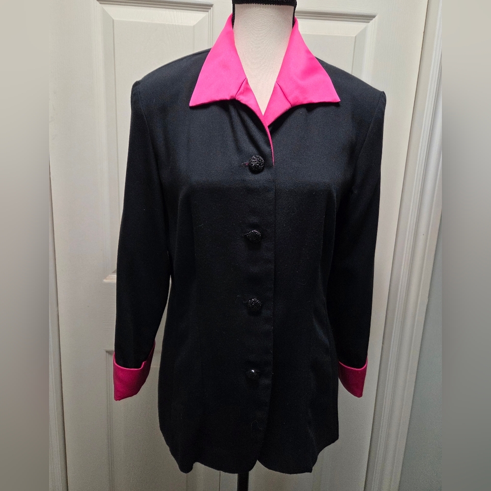 Hugo Buscati Milano Vintage Blazer with Pink Satin Accents Made In USA